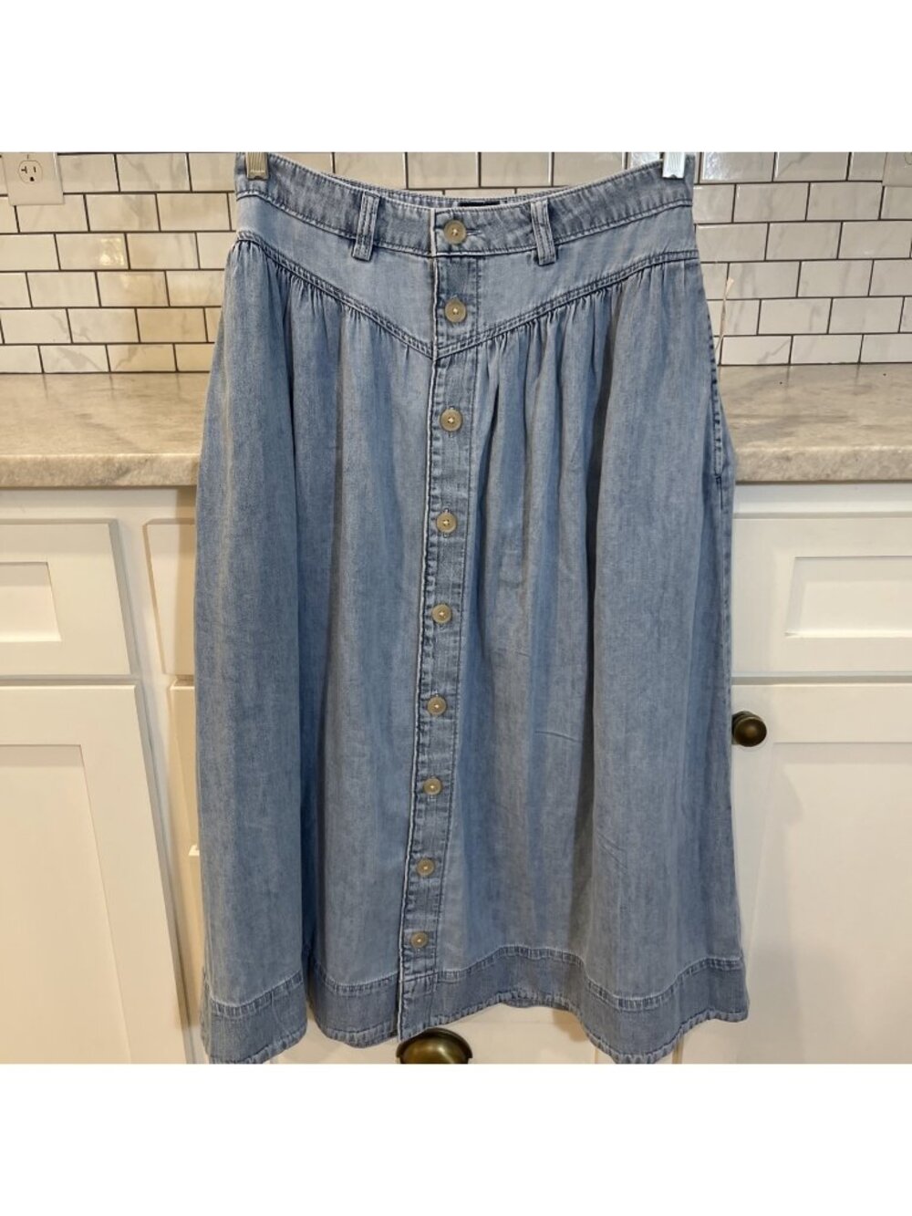 Gap Denim Skirt Womens Size 26 Blue Jean Button Down Full Skirt‎ Boho Western